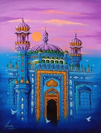 S. A. Noory, 18 x 24 Inch, Acrylic on Canvas, Cityscape Painting, AC-SAN-224